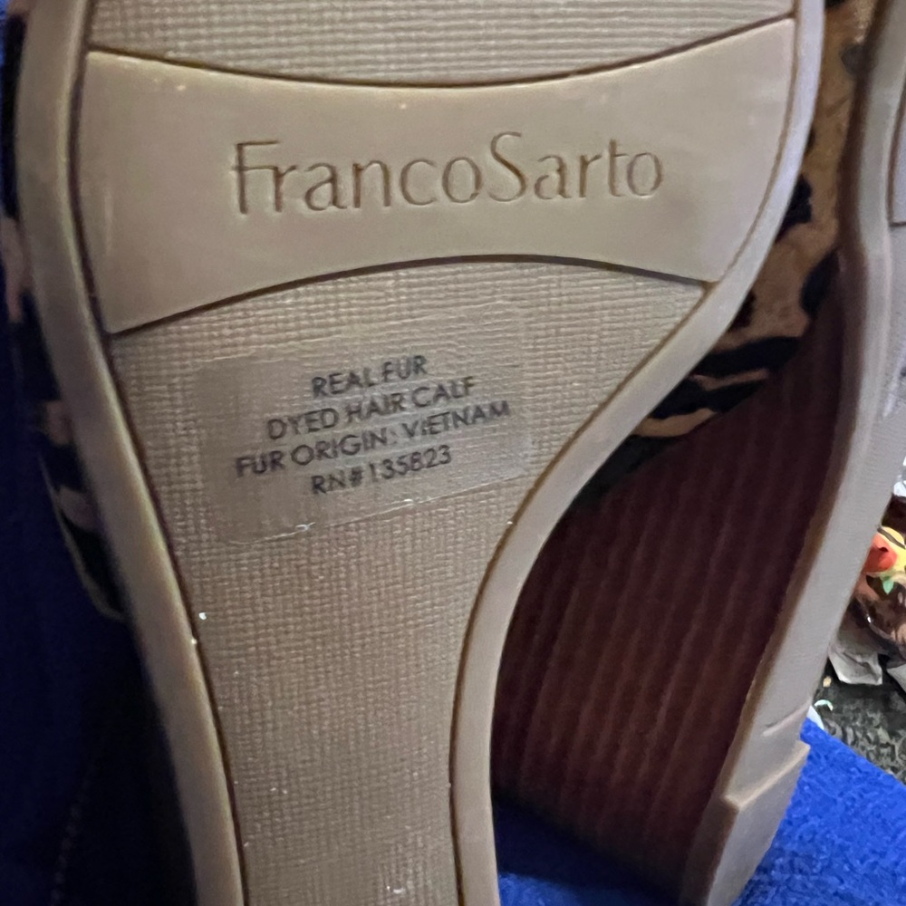 Franco Sarto Brown Black Wedge Sandals - Picture 2 of 6